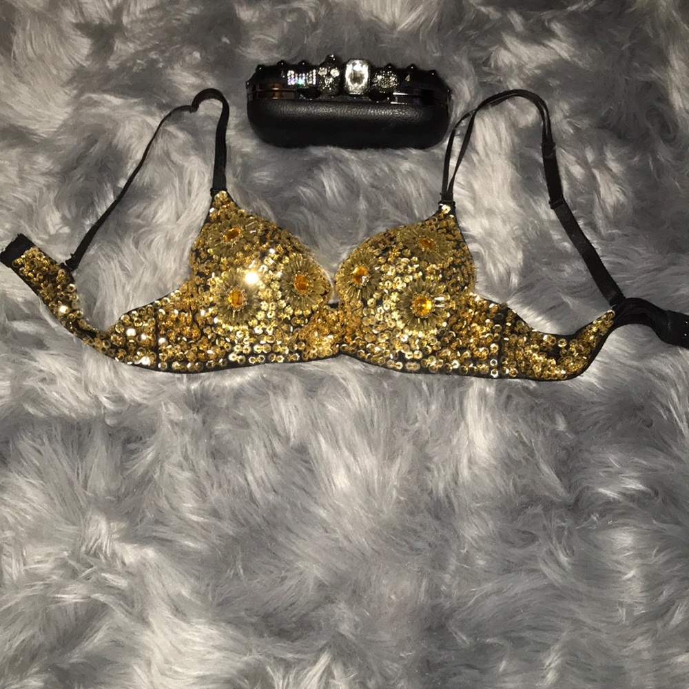 Sequin gold bra size Medium